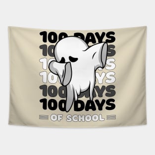 100 Days of school typography featuring a Cute Dabbing ghost #4 Tapestry