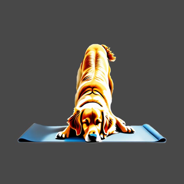 Golden Labrador doing down dog yoga pose by Edgi