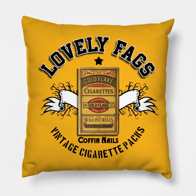 VINTAGE CIGARETTE PACK DESIGN Pillow by Armadillo Hat