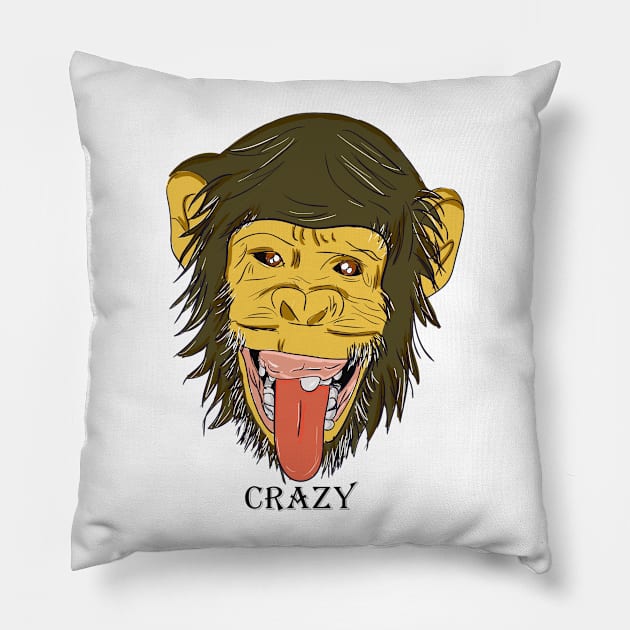 Monkey-sticking-Tonguer Pillow by annaandron