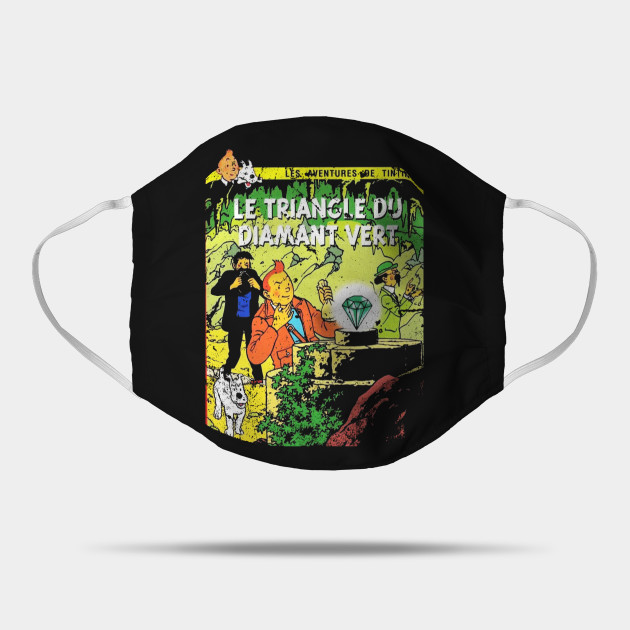 The Adventures Of Tintin Le Triangle Du Diamant Vert Vintage Style Cover Tintin Mask Teepublic