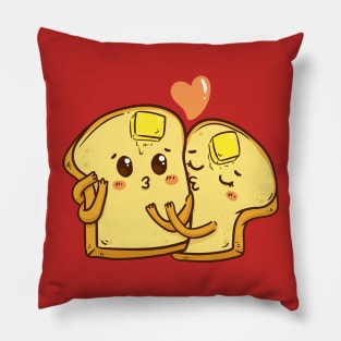 Cute Toast Couple - National Kissing Day gift Pillow