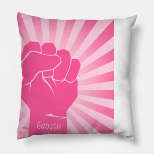 pink raised fist | enough is enough | vintage, retro Pillow