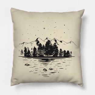 Night in the forest Pillow