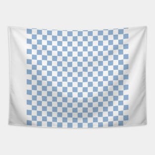 Wonky Checkerboard, White and Blue Tapestry