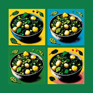 Pop Aloo Palak Art - Retro Indian Food T-Shirt