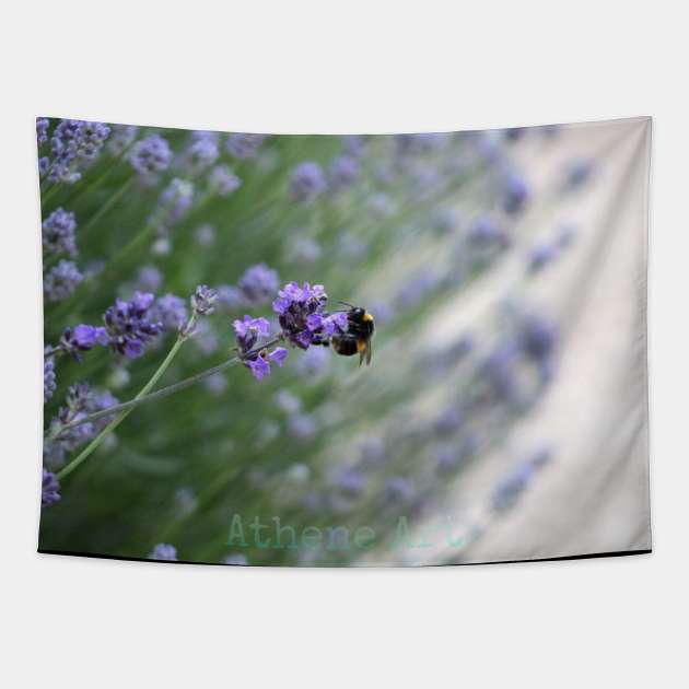 Bumble Bee Lavender Photography Print Tapestry by Athene Art