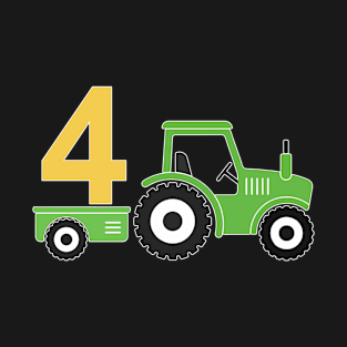 Kids 4th Birthday Boys Tractor Farmer Birthday T-Shirt