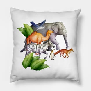 Wild Life Animal Watercolor Pillow