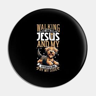 Jesus and dog - Otterhound Pin