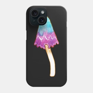 Blue and Purple Watercolor Mushroom Sticker Phone Case