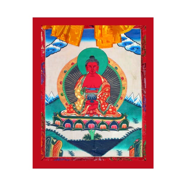 Amitabha Buddha Tibetan Buddhist Thangka Reproduction by TammyWinandArt