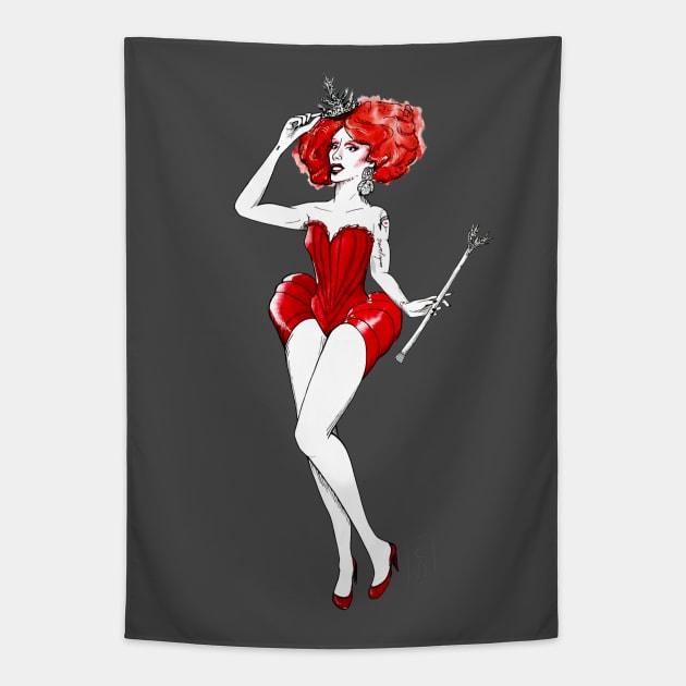 Red Queen Paloma Tapestry by Cleyvonslay