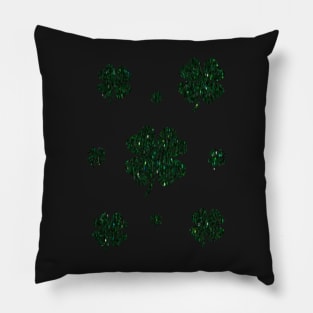 St Patricks Day, Dark Green 4 Leaf Faux Glitter Clovers Pillow