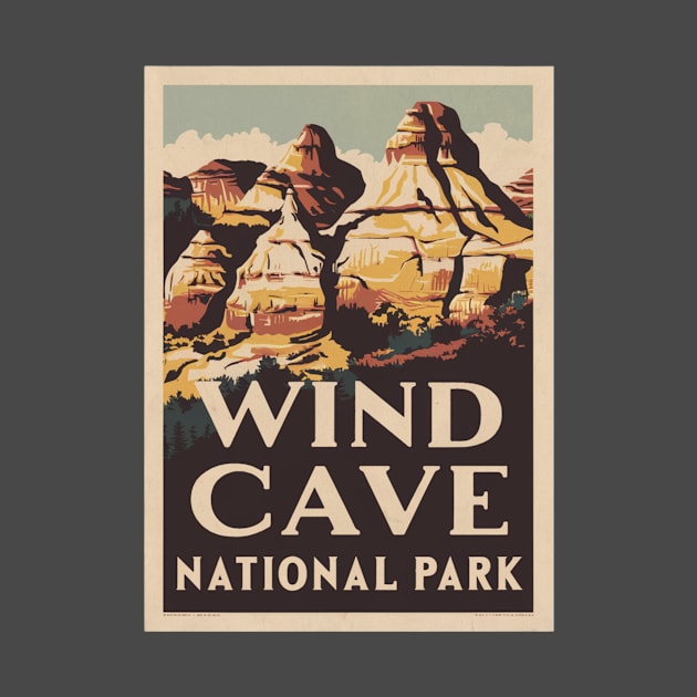 Wind Cave National Park Retro Poster by Perspektiva