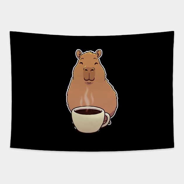 Capybara Cup of Black Coffee Tapestry by capydays