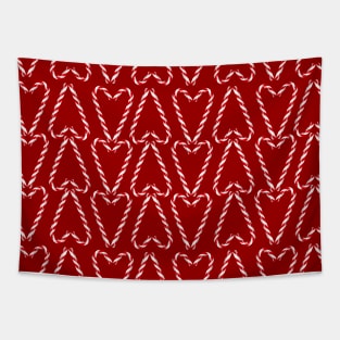 Candy Cane Hearts on Red Tapestry