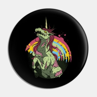 Zombie Unicorn Halloween Design Pin