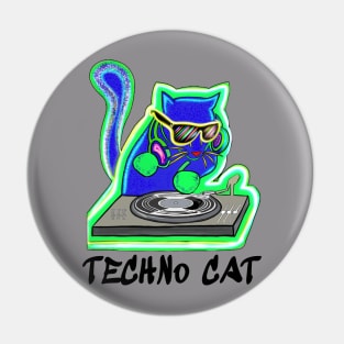 Techno cat - catsondrugs.com - techno, rave, dance, trance, goa, party, Pin