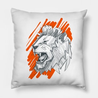Lion face ink digital illustration Pillow