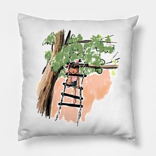 Summer Treehouse Girl Pillow