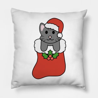 Christmas Black Tabby Stocking Pillow