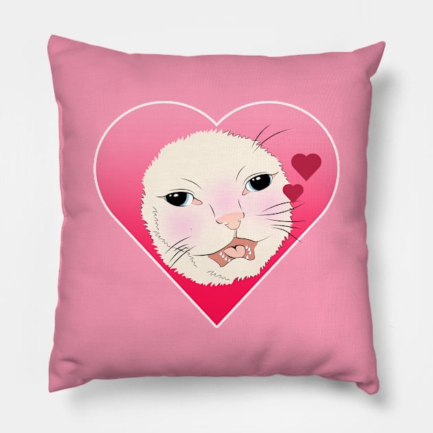 I Love Cats Pink Hearts Pillow by mareescatharsis