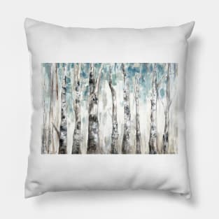 Winter Aspen Trunks Blue Pillow