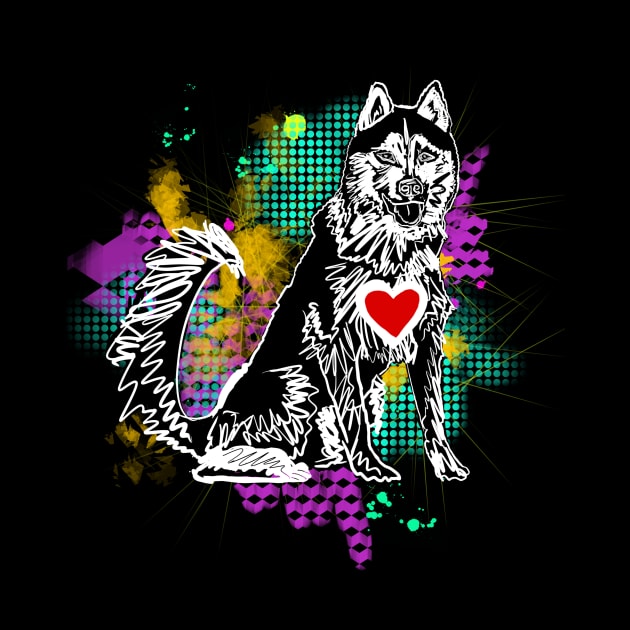 Siberian Husky Dog Lover Cute Heart Huskie Design by joannejgg