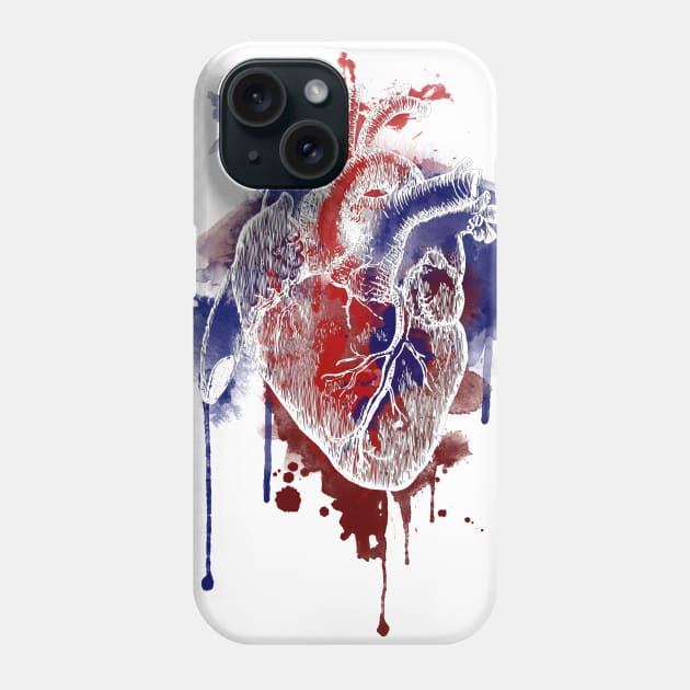 Digital Anatomical Watercolor Heart (White Version) Phone Case by SingeDesigns