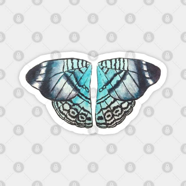 Blue butterfly/moth wings watercolour painting Magnet by toffany's