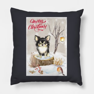Chihuahua Merry Christmas Santa Dog Pillow