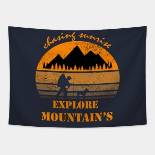 chasing sunrise - explore mountain Tapestry