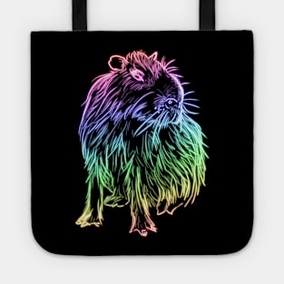 Rainbow neon capybara Tote