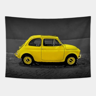 Classic Sunny Yellow Fiat 500 Tapestry