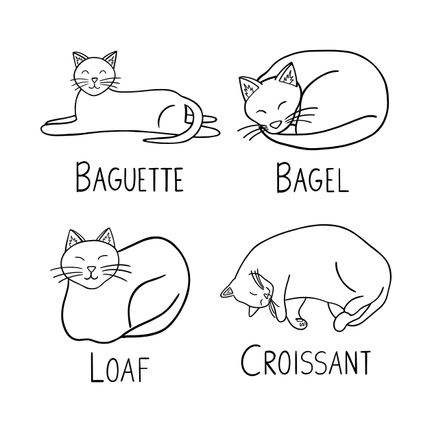 4 Bread Cats (black) by carolinewillustration