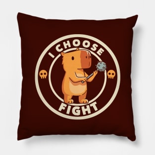 I Choose Fight Funny Capybara by Tobe Fonseca Pillow