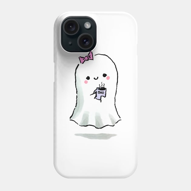 Cute Ghost with Boo Mug Phone Case by CarolinesCuties