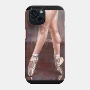 Painting of Ballet Dancer Legs and Shoes on Pointe, Maroon Background Phone Case