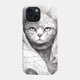 Cat Pet Wild Nature Illustration Line Epic Illustration Line Art Phone Case