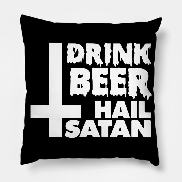 Occult Drink Beer Hail Satan Baphomet Witchcraft Design Pillow by danielfarisaj