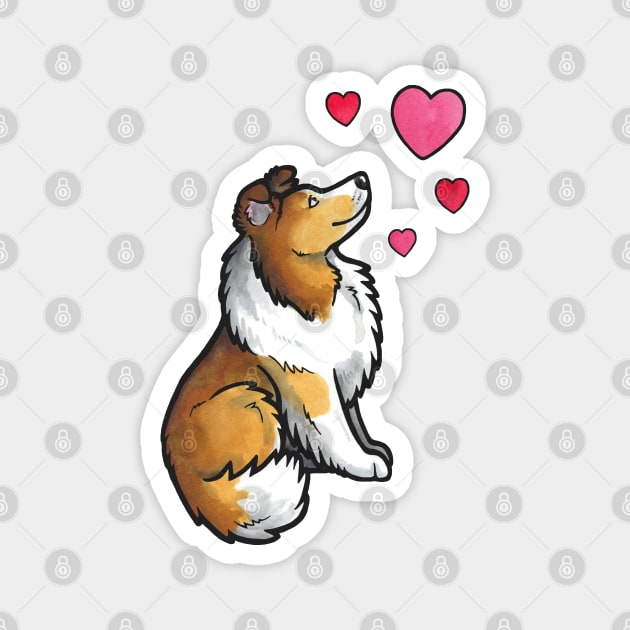 Shetland sheepdog love Magnet by animalartbyjess