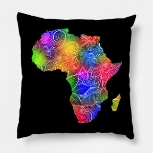 Colorful mandala art map of Africa with text in multicolor pattern Pillow