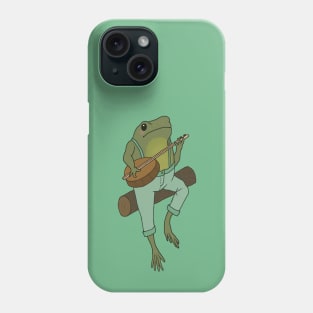 Froggy Serenade: Cute Frog Playing Banjo Guitar and Sitting on a Log Phone Case