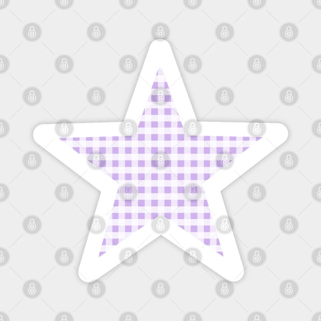 Pale Purple and White Gingham Star Magnet by bumblefuzzies