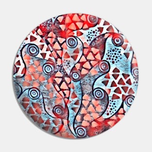 Red and Blue Tile Abstract Pin