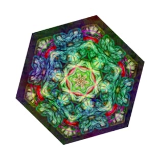 Stained glass fractal kaleidoscope T-Shirt