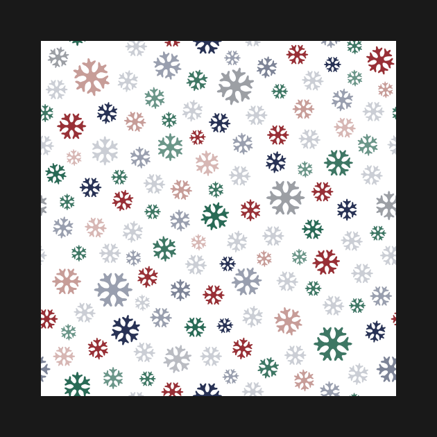 Winter pattern from colorful snowflakes on white by colorofmagic