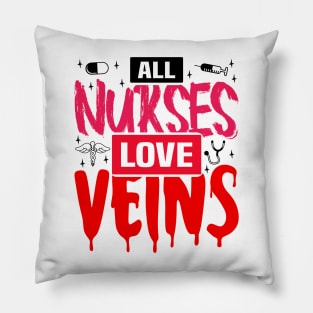 All Nurses Love Veins, Halloween Nurse Vampire Pillow