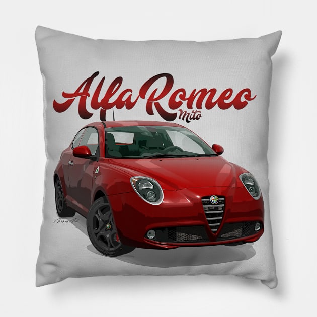 ALFA ROMEO Mito red front Pillow by PjesusArt